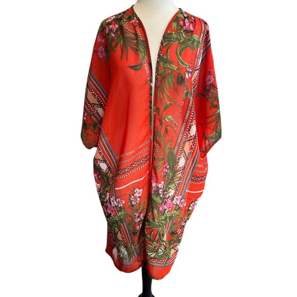 Live 4 Truth Red Floral Beach Cover Up - Picture 2 of 10